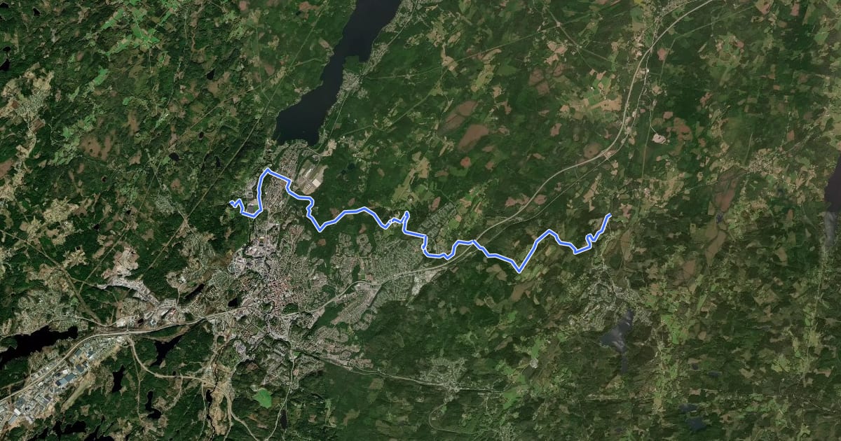 Маршрут Sjuhäradsleden Etapp 5 на спутниковом снимке