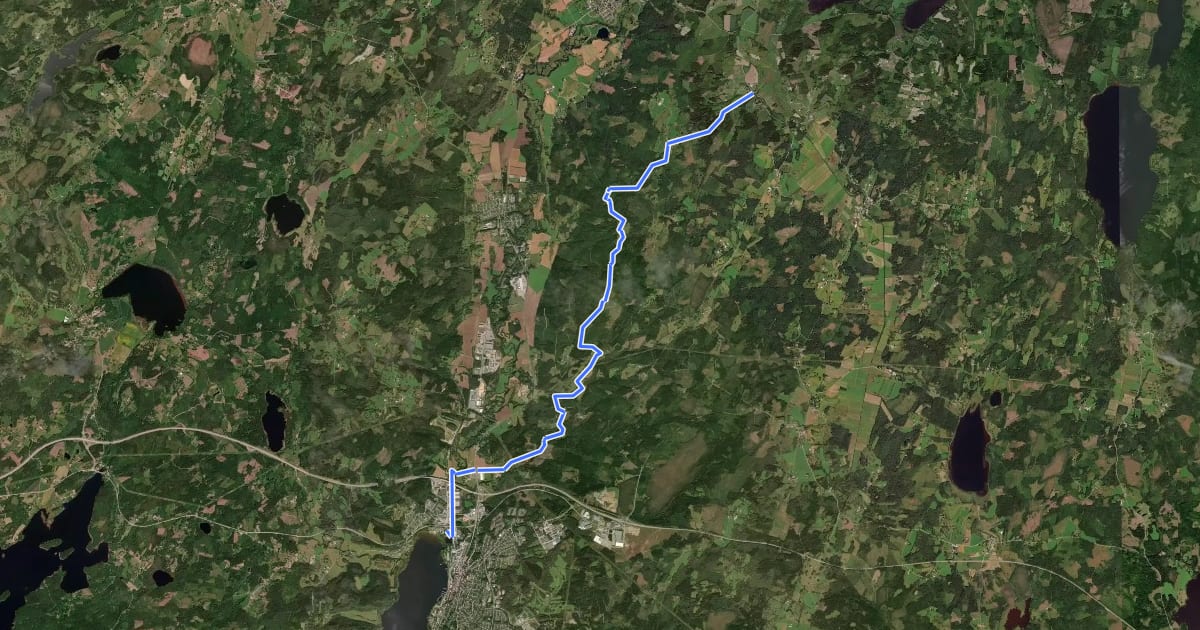 Маршрут Sjuhäradsleden Etapp 8 на спутниковом снимке