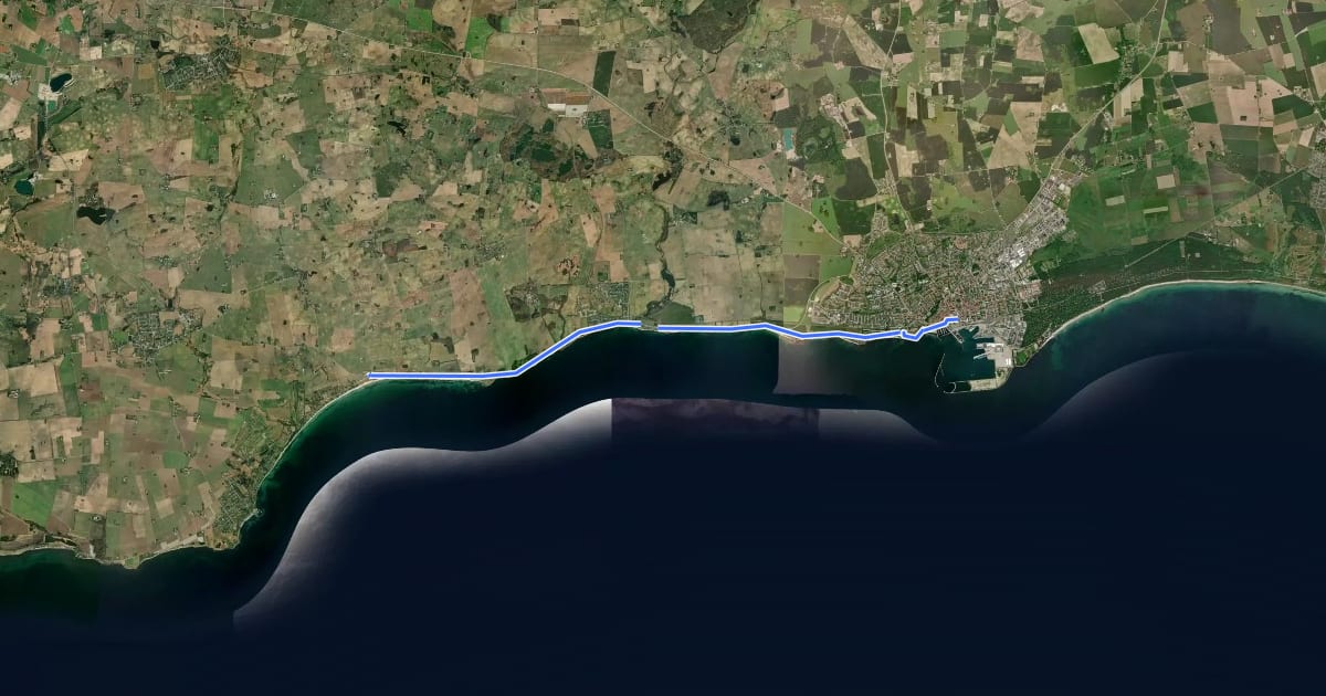 Маршрут Skåneleden 7, Etapp 1: Ystad - Mossbystrand на спутниковом снимке