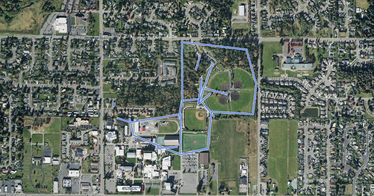 Маршрут Skagit County Playfields Trail на спутниковом снимке