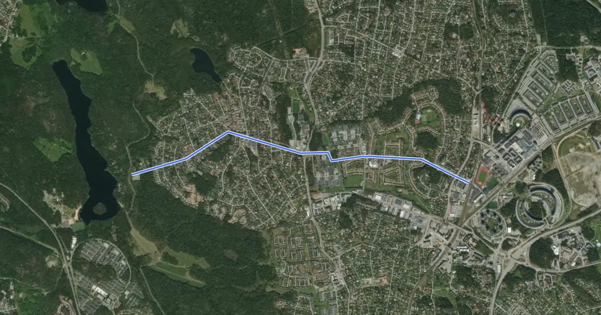 Маршрут Skarpängsstråket на спутниковом снимке
