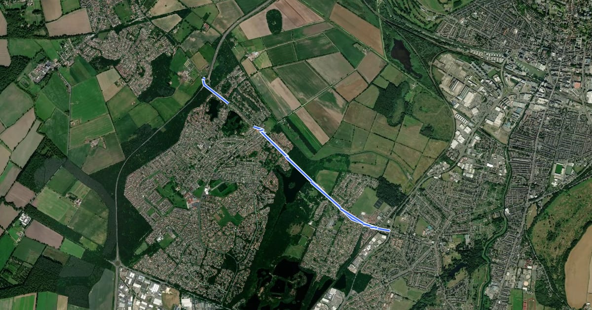 Маршрут Skellingthorpe Road Cycle Path на спутниковом снимке