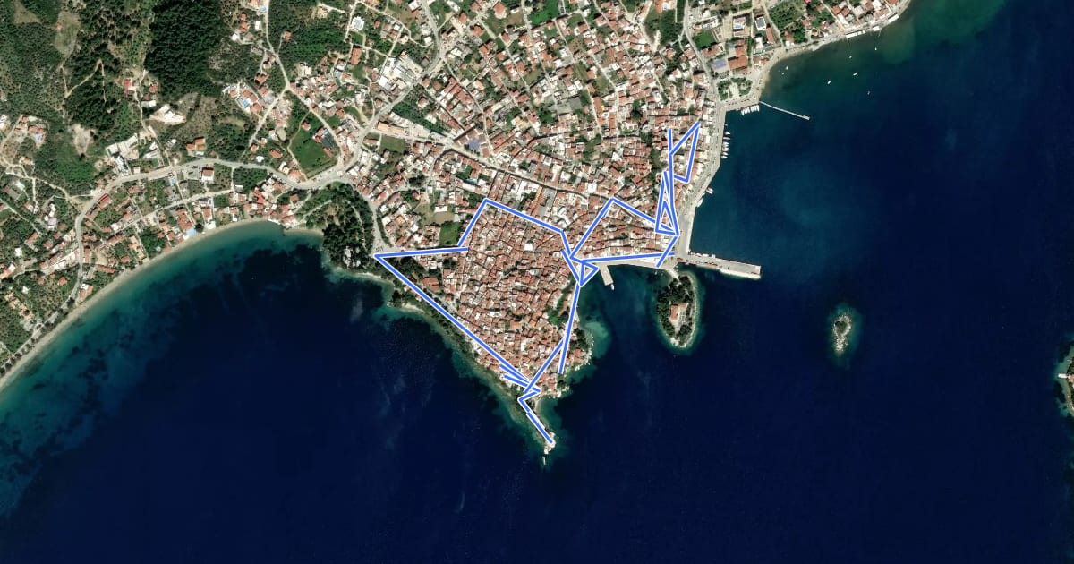 Маршрут Skiathos Trail 01 на спутниковом снимке