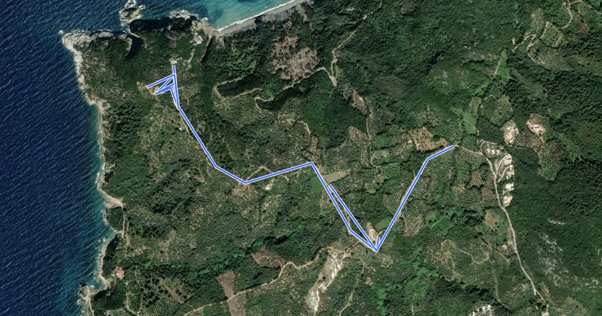 Маршрут Skiathos Trail 08A на спутниковом снимке