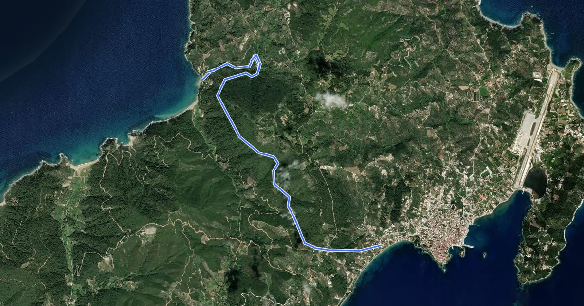 Маршрут Skiathos Trail 09A на спутниковом снимке