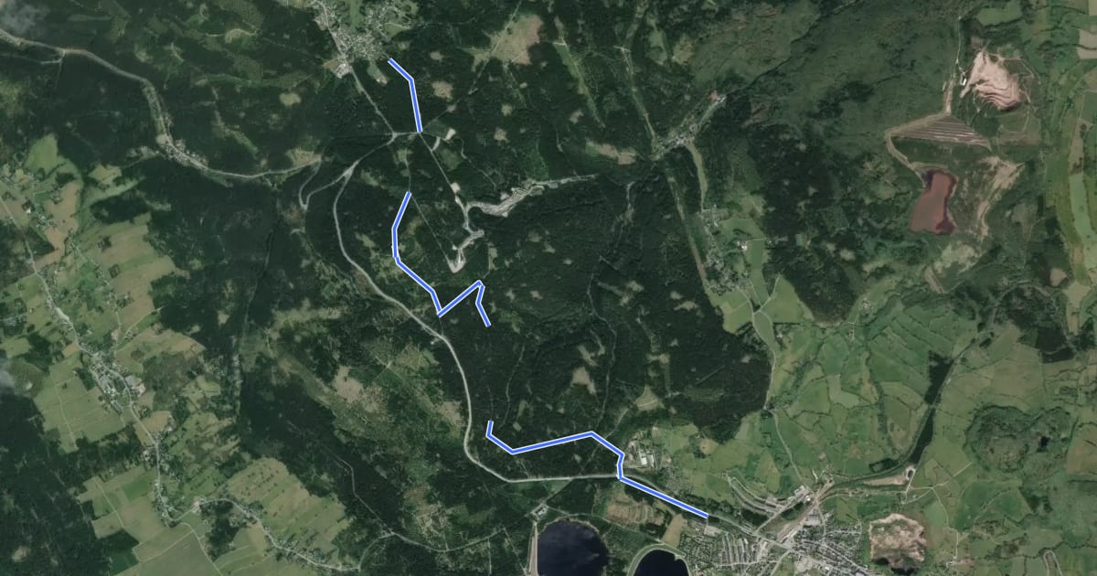 Маршрут Skiwanderweg Oberbärenburg - Altenberg на спутниковом снимке