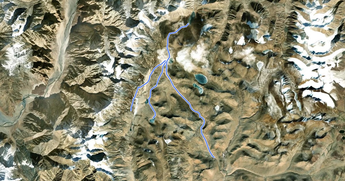 Маршрут Sko (Koh) Valley Lakes на спутниковом снимке