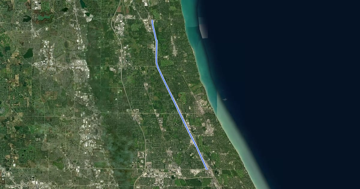 Маршрут Skokie Valley Trail на спутниковом снимке