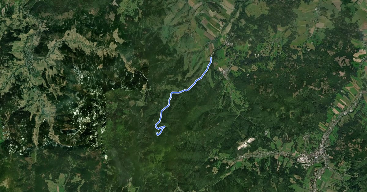 Маршрут Skorošice - Nýznerovská, napojení na 6043 - Sokolí skály, napojení na 6044 на спутниковом снимке