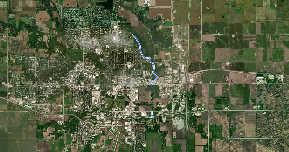 Маршрут Skunk River Trail на спутниковом снимке