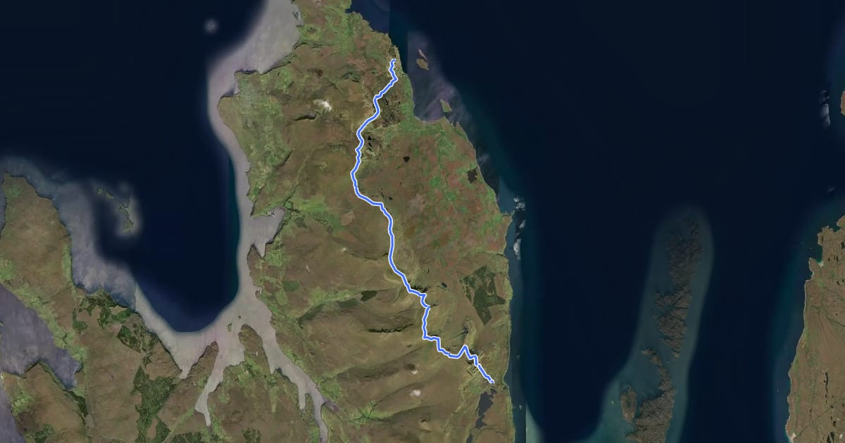 Маршрут Skye Trail - Stage 2 на спутниковом снимке