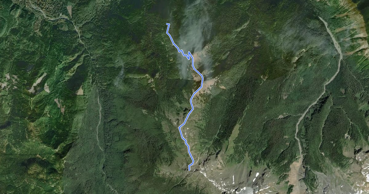 Маршрут Skyline Divide Trail на спутниковом снимке