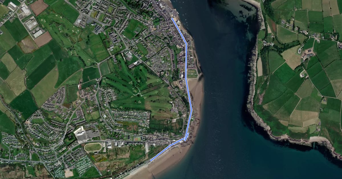 Маршрут Slí na Sláinte Youghal на спутниковом снимке