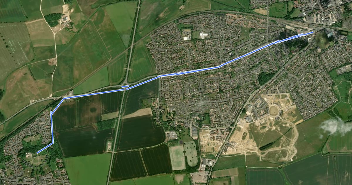 Маршрут Sleaford - Greylees cycle track на спутниковом снимке
