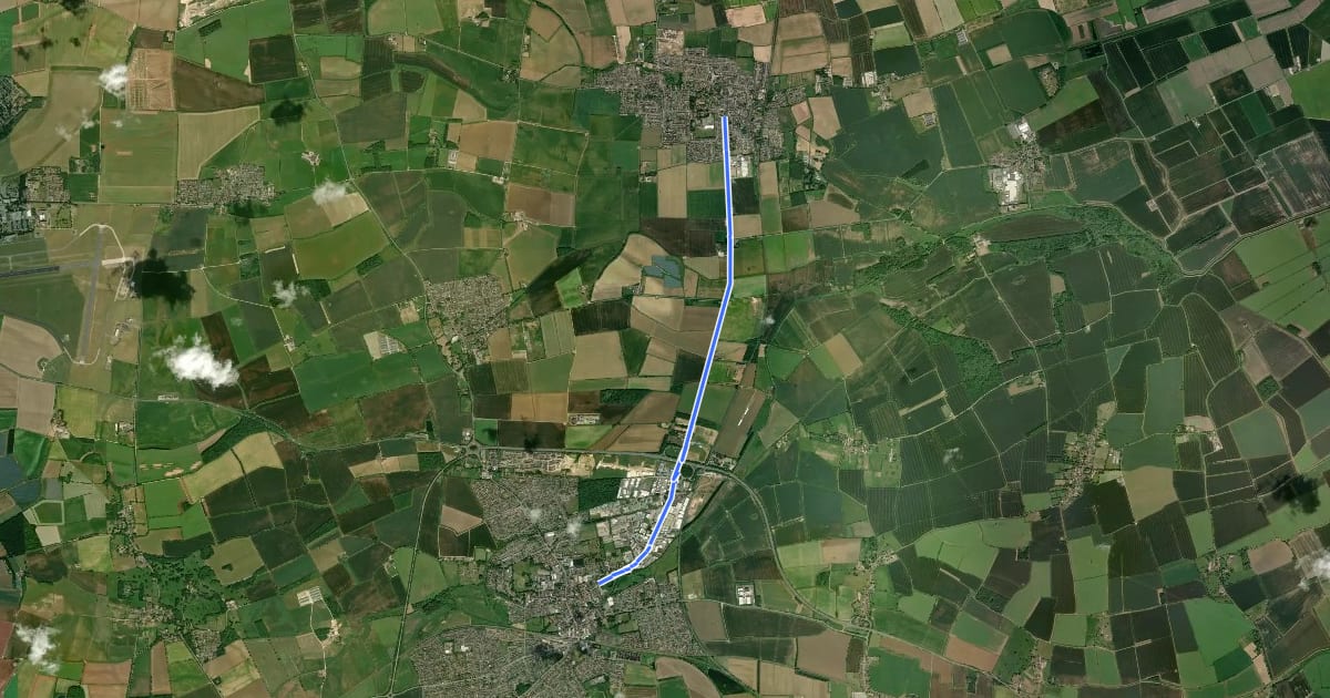 Маршрут Sleaford - Ruskington Cycle Path на спутниковом снимке