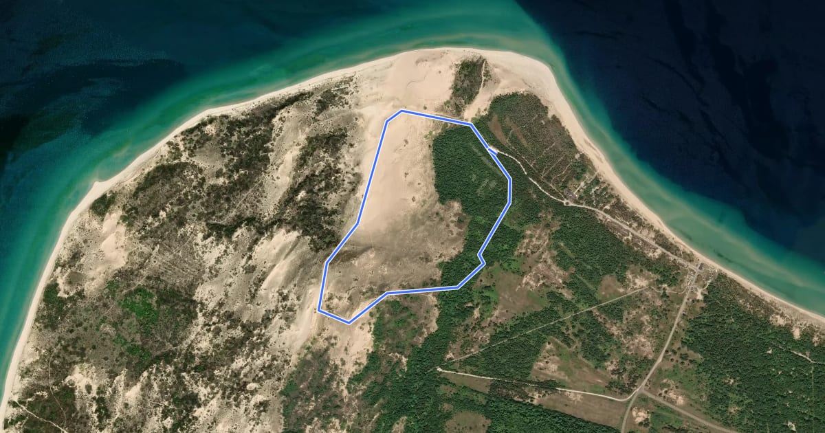 Маршрут Sleeping Bear Point Trail на спутниковом снимке
