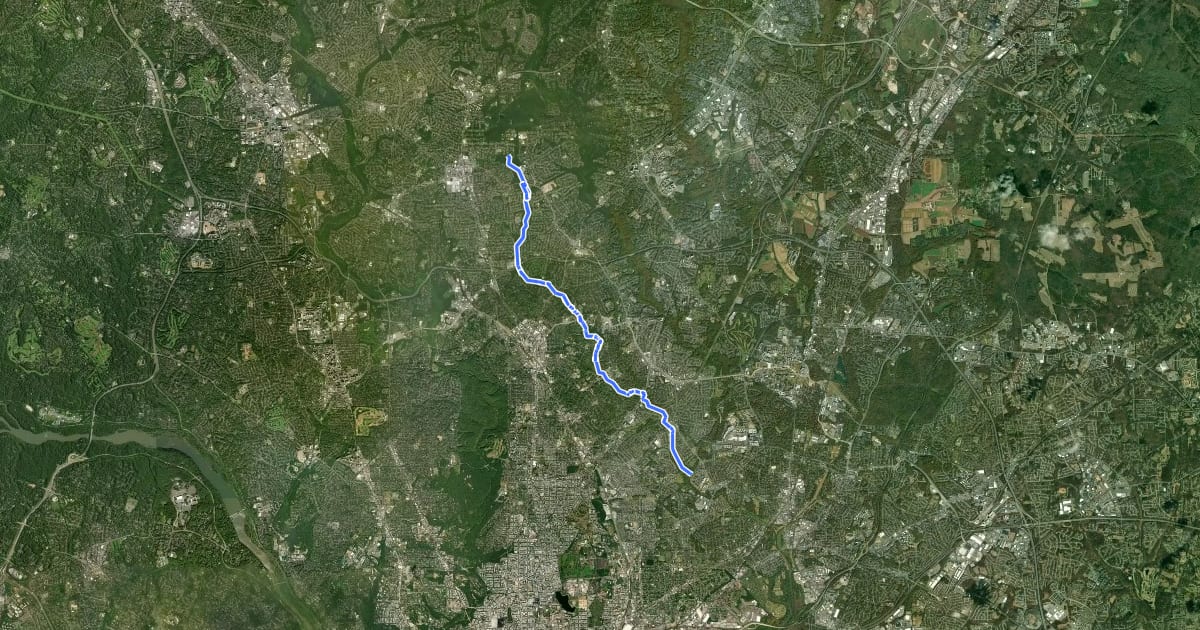 Маршрут Sligo Creek Trail на спутниковом снимке