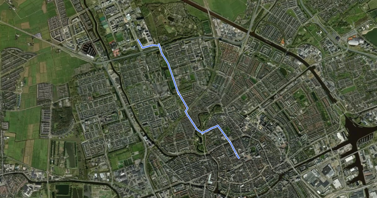 Маршрут Slimme fietsroute oost на спутниковом снимке