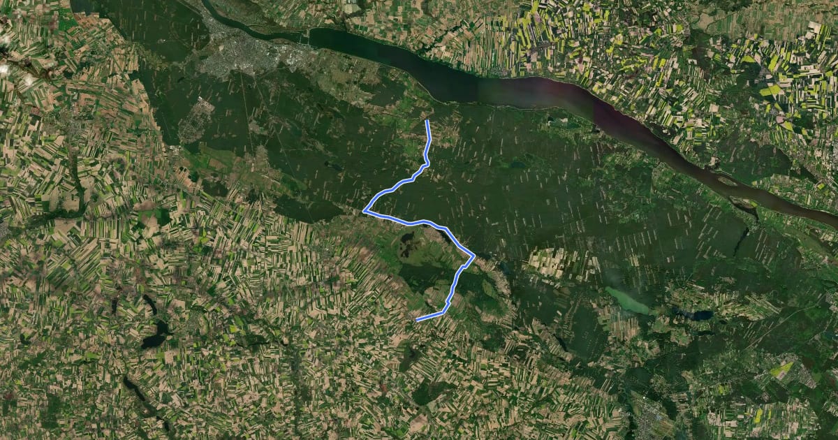 Маршрут Smólnik – Goreń – Baruchowo на спутниковом снимке