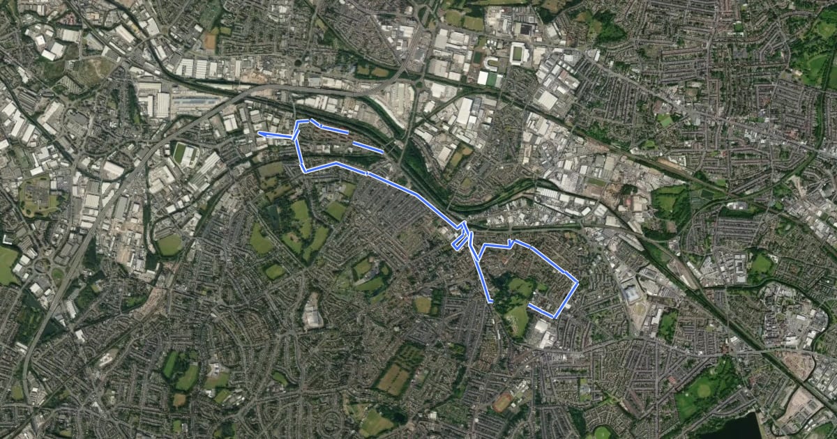 Маршрут Smethwick Places of Worship Heritage Trail на спутниковом снимке