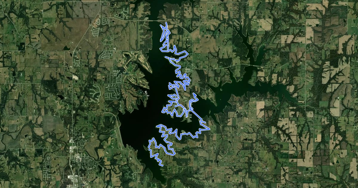 Маршрут Smithville Lake Trails на спутниковом снимке