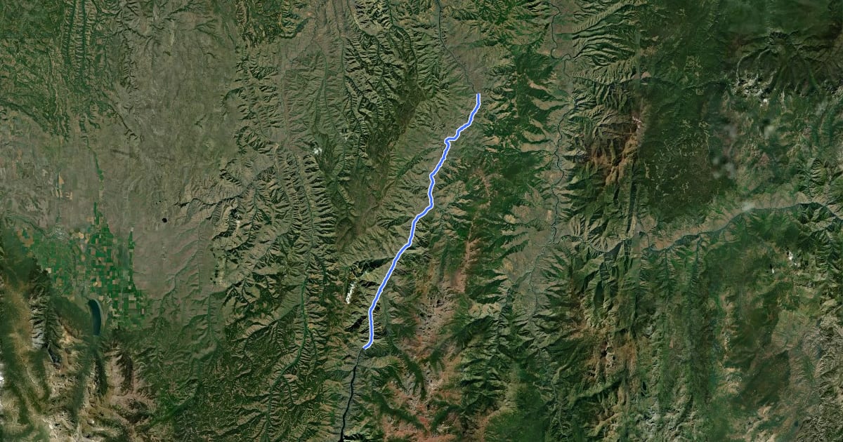 Маршрут Snake River National Recreation Trail на спутниковом снимке