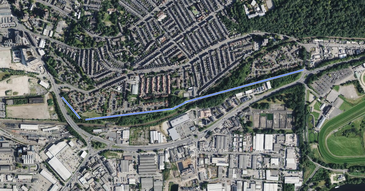Маршрут Sneinton Greenway на спутниковом снимке