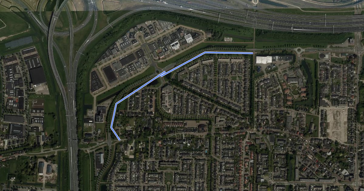 Маршрут Snelfietsroute F15 (verbinding 6) на спутниковом снимке