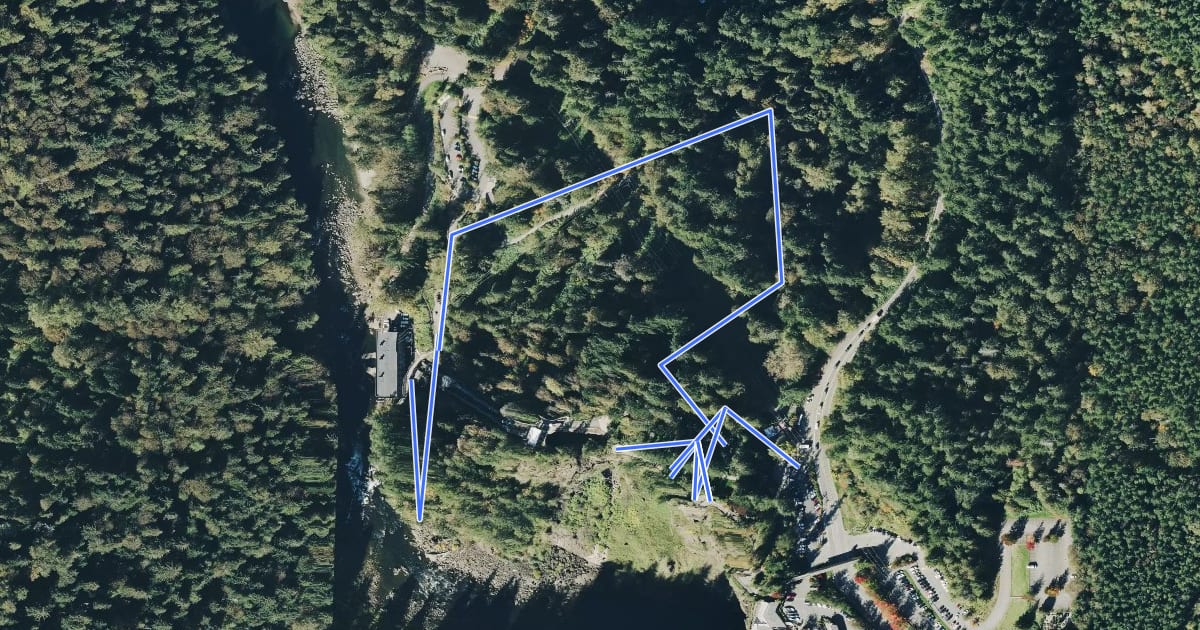 Маршрут Snoqualmie Falls Trail на спутниковом снимке