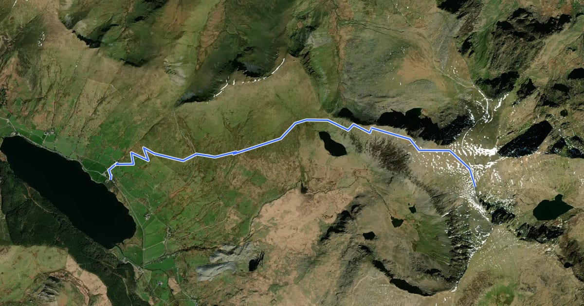 Маршрут Snowdon Ranger Path на спутниковом снимке