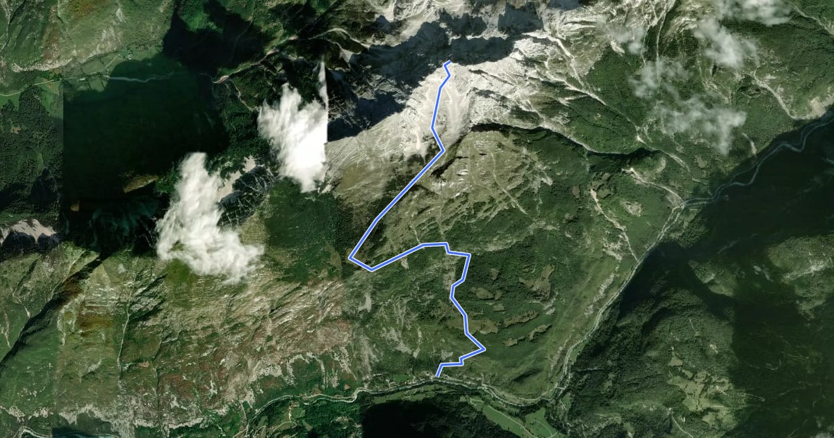 Маршрут Soča - Bavški Grintavec на спутниковом снимке