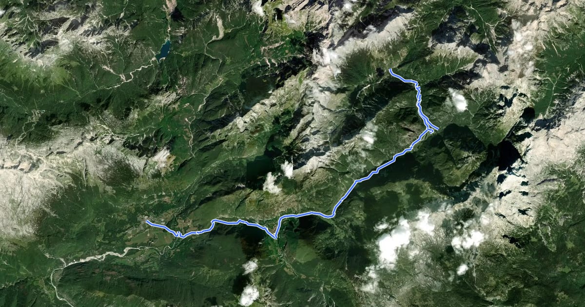 Маршрут Soška pot на спутниковом снимке