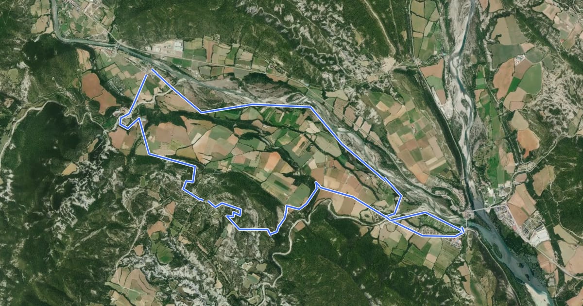 Маршрут Sobrarbe. BTT 0. De Ainsa a Guaso на спутниковом снимке