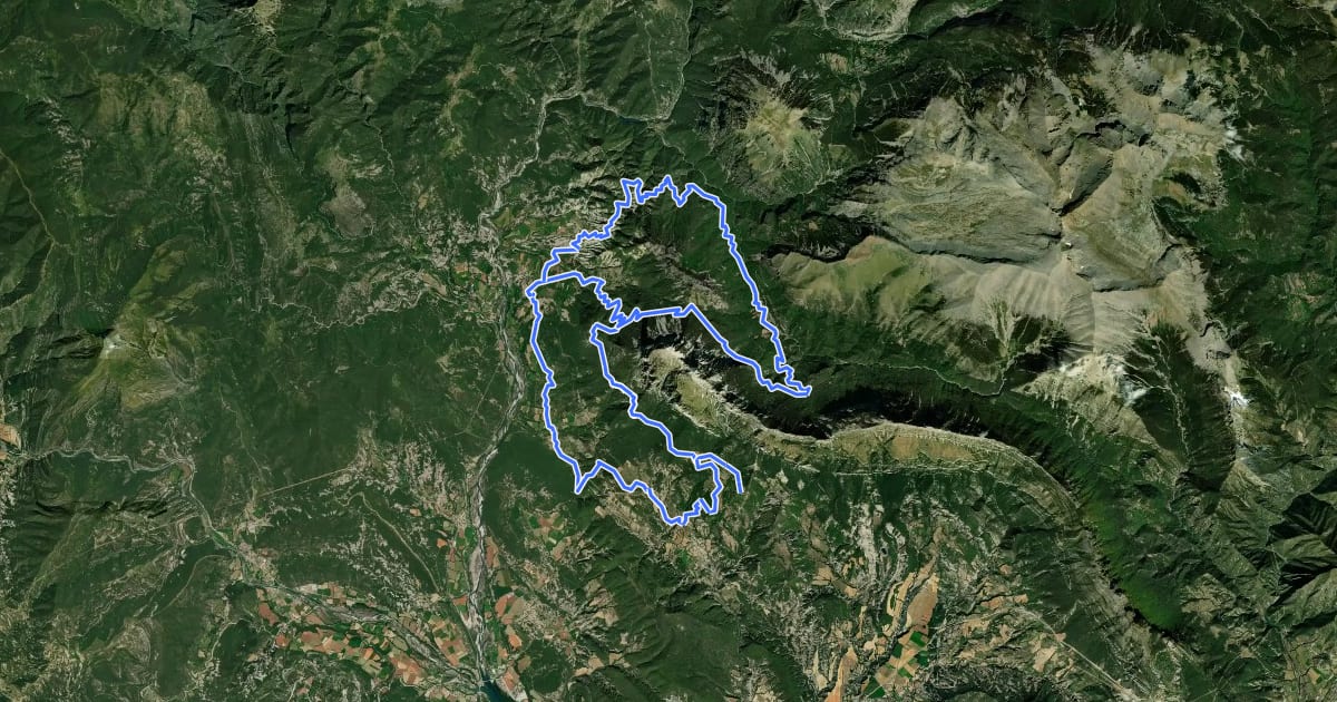 Маршрут Sobrarbe. BTT. Ruta 10. De Laspuña a Araguás на спутниковом снимке