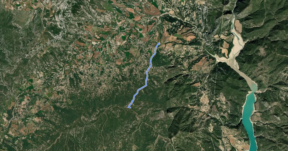 Маршрут Sobrarbe. BTT. Ruta 8.1 Variante Ascensión a San Benito (1.075 m) por la pista cabañera на спутниковом снимке