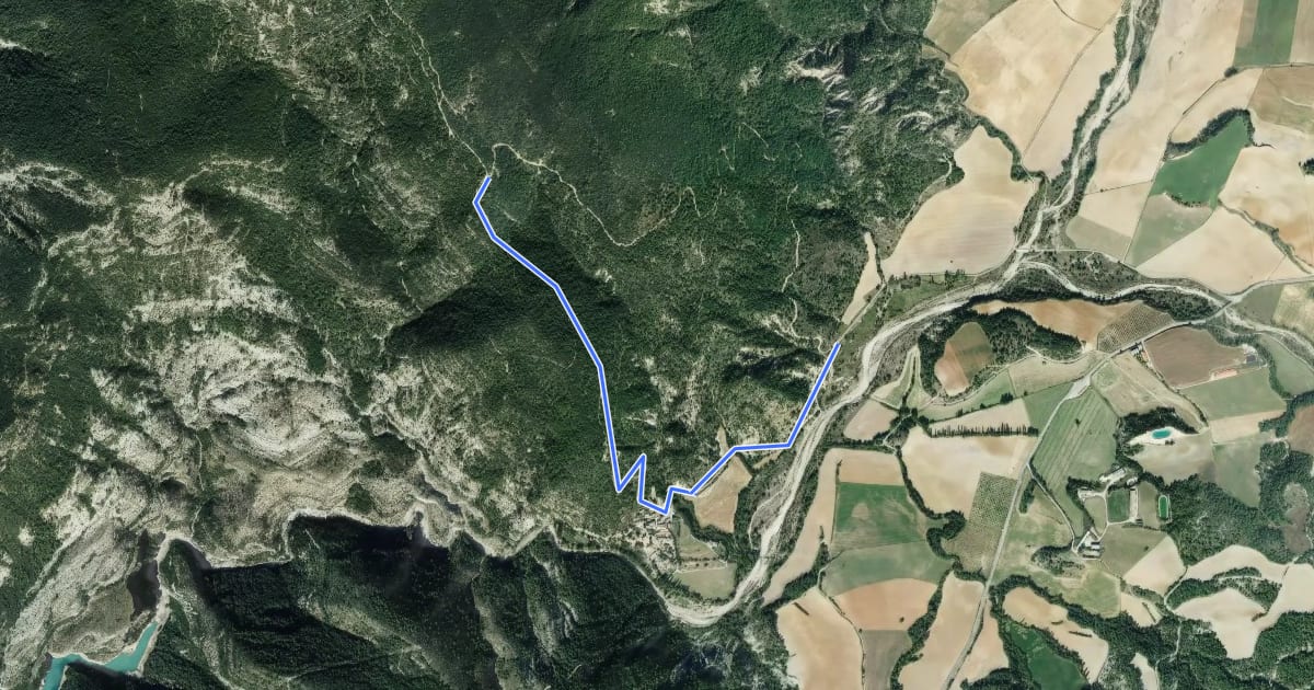 Маршрут Sobrarbe. Ruta BTT 11.4 Bajada a El Humo de Muro por camino viejo на спутниковом снимке