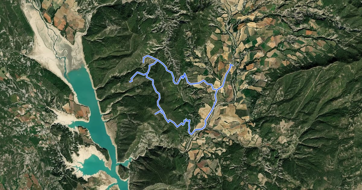 Маршрут Sobrarbe. Ruta BTT 11. Circuito por Muro de Roda на спутниковом снимке