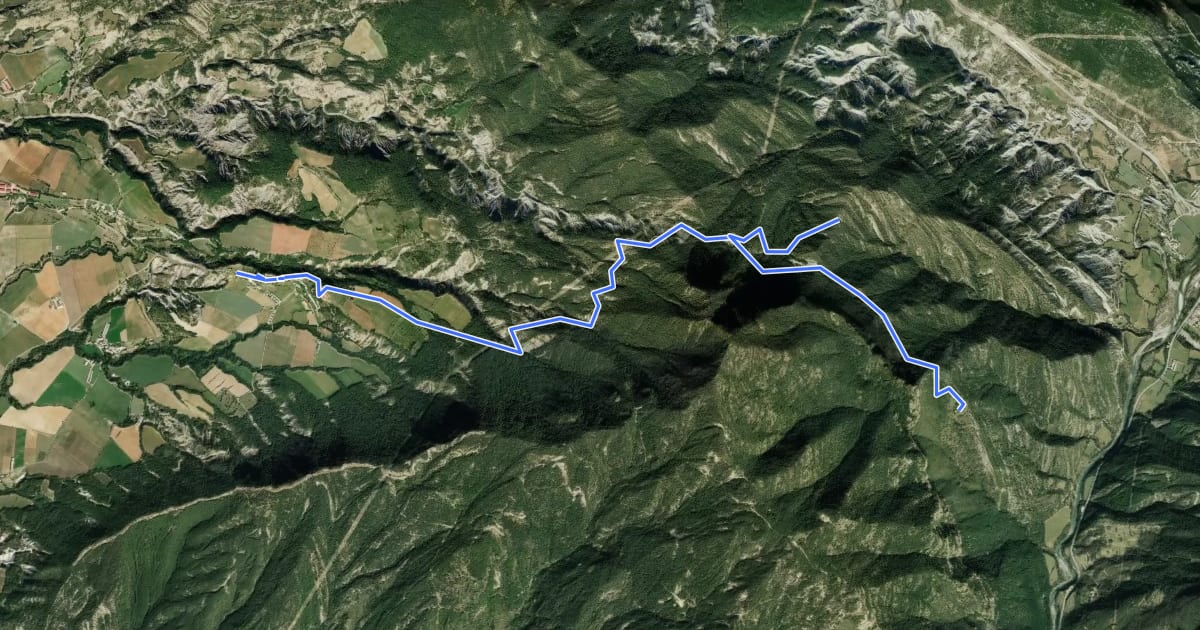Маршрут Sobrarbe. Ruta BTT 12.1 Variante Rañín – La Collada – (Erta. del Sant o Cristo) – Casa Rolaspé на спутниковом снимке