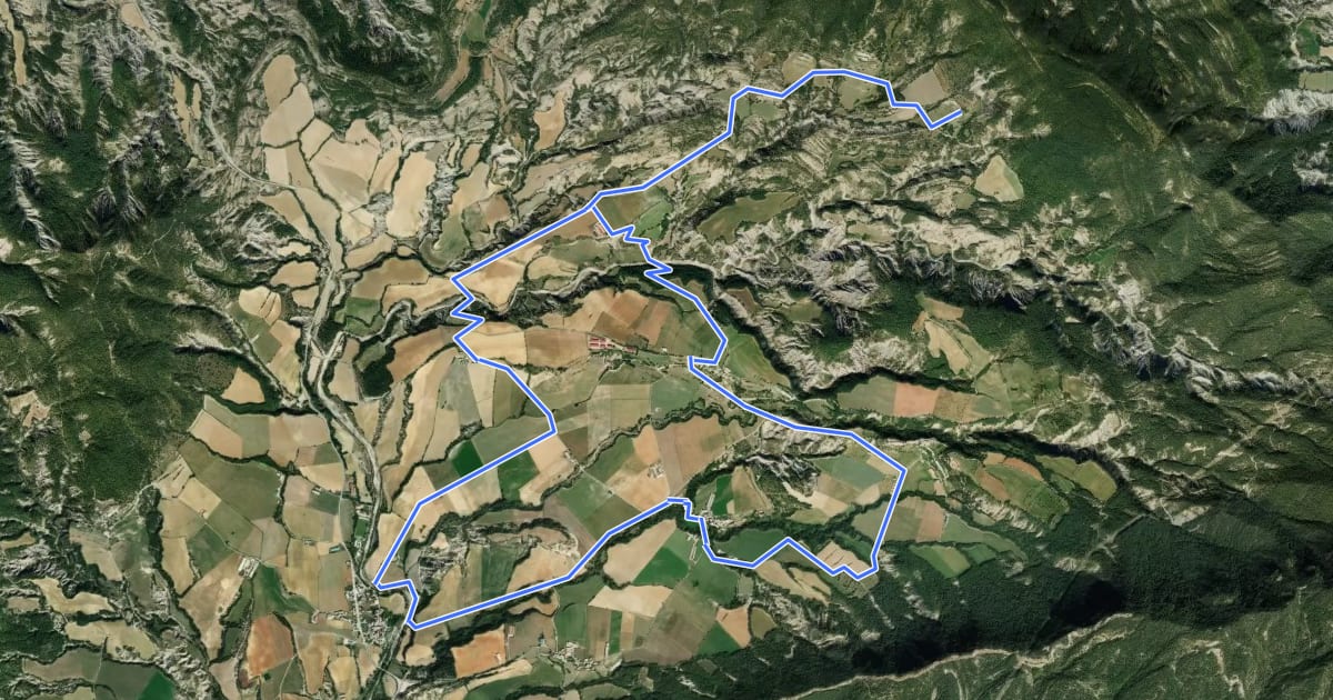 Маршрут Sobrarbe. Ruta BTT 12. Circuito por la llanura de La Fueva на спутниковом снимке