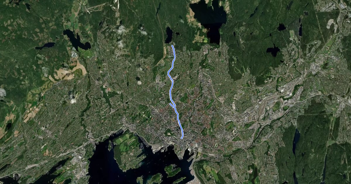 Маршрут Sognsveien на спутниковом снимке