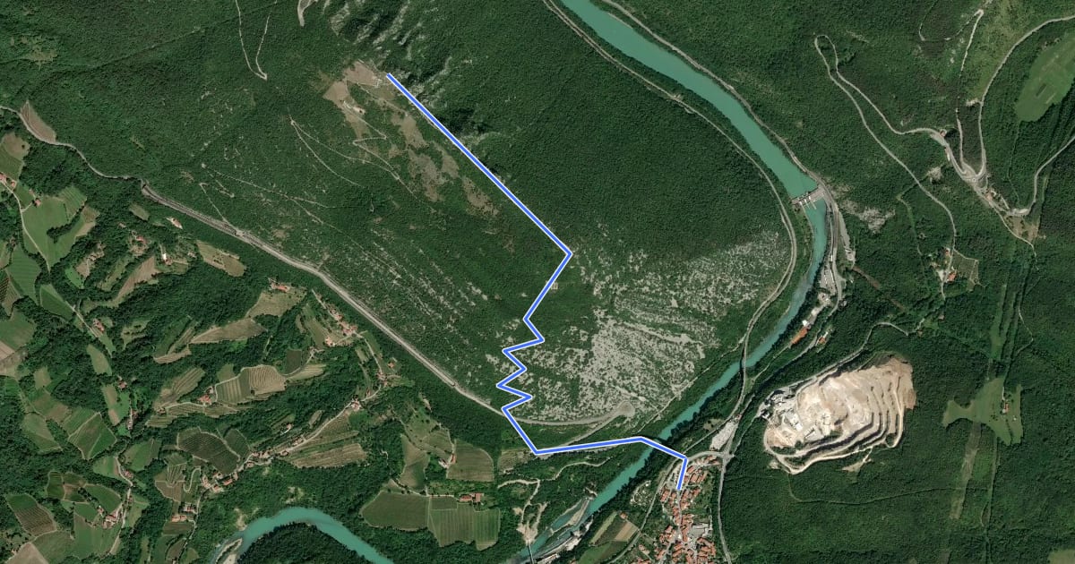 Маршрут Solkan - Sabotin (juž. pot) на спутниковом снимке