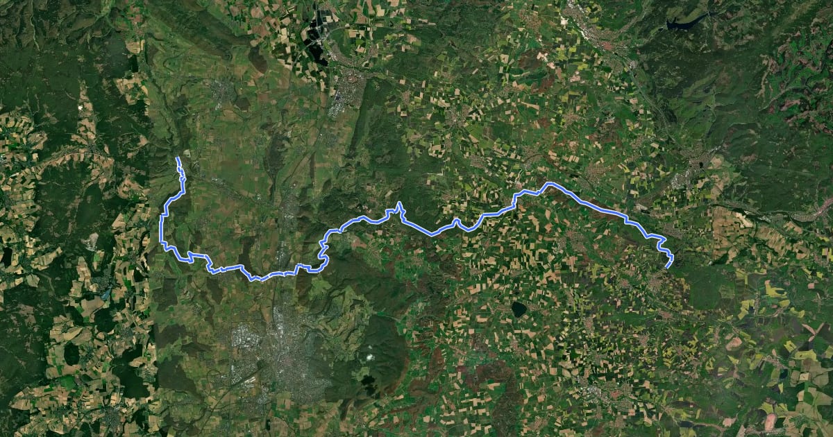 Маршрут Solling–Harz-Querweg на спутниковом снимке