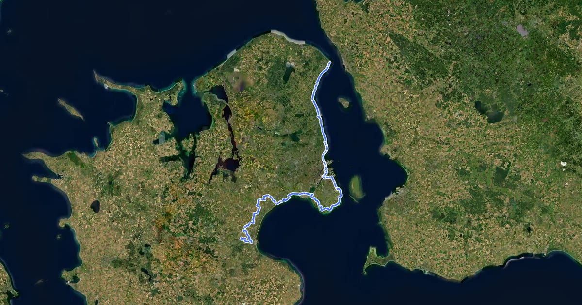 Маршрут Sommerfugleruten i Danmark - Grøn vinge на спутниковом снимке