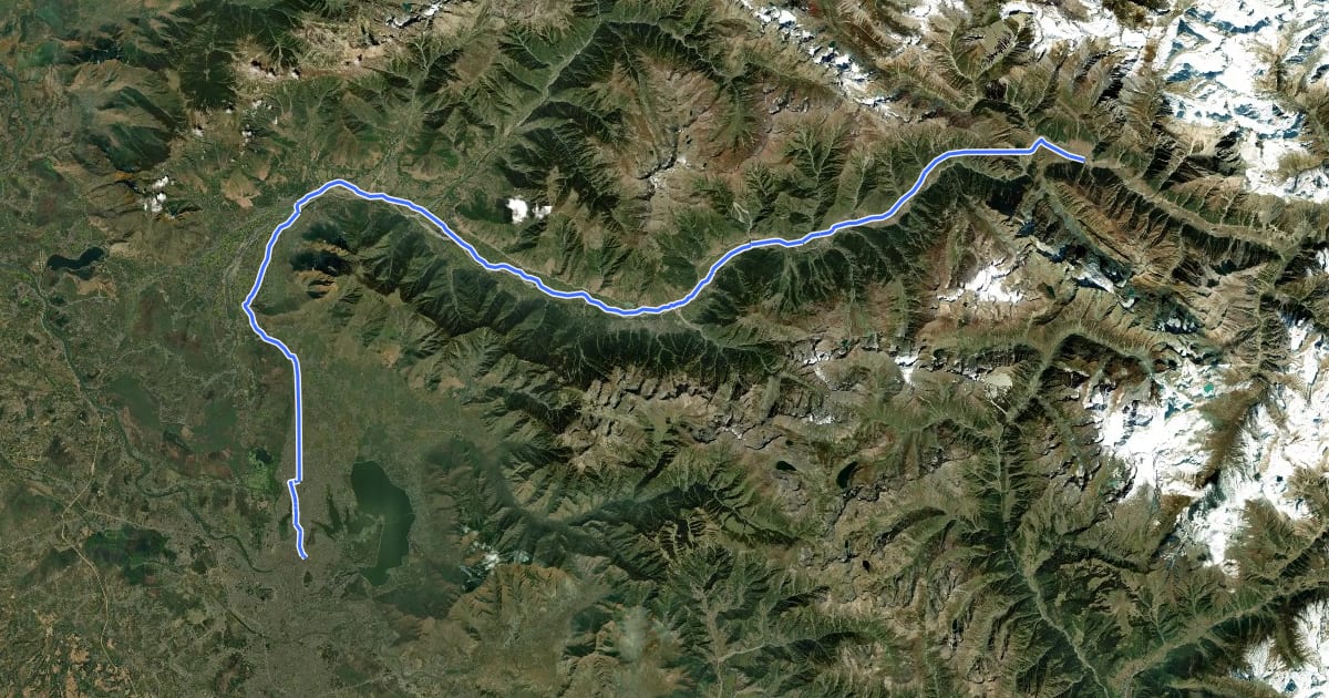 Маршрут Sonamarg to Srinagar на спутниковом снимке