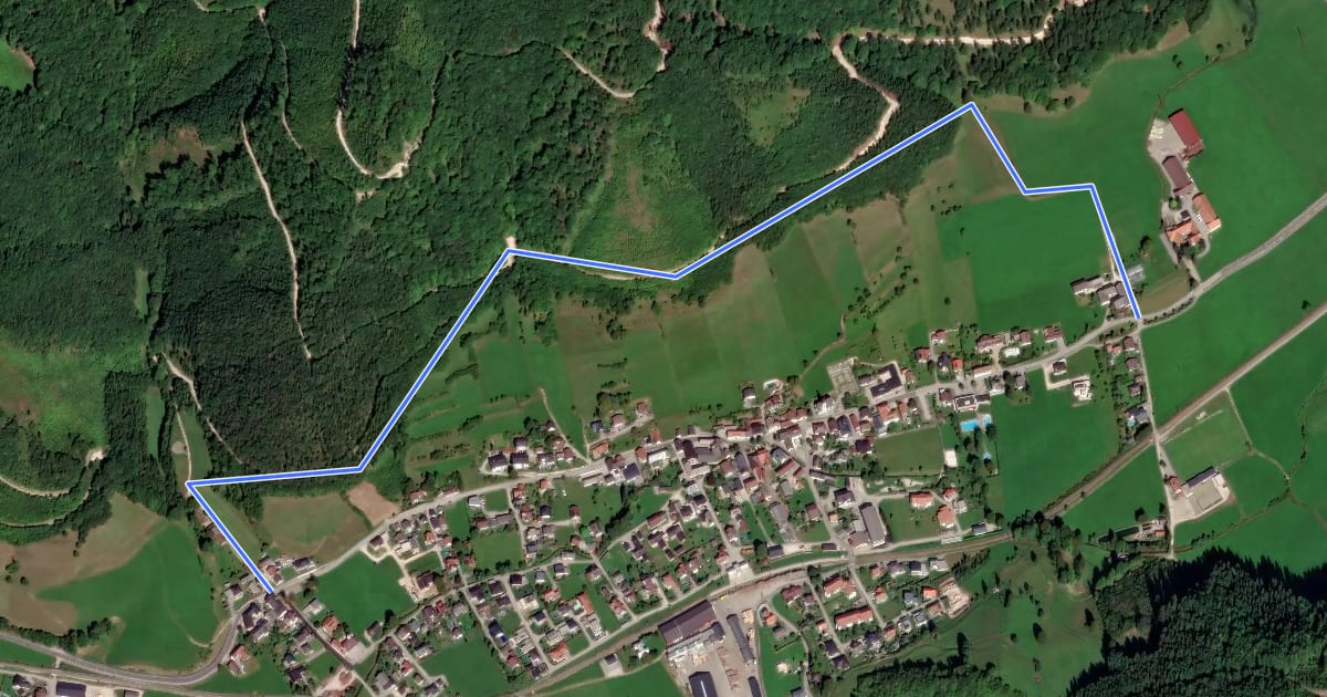 Маршрут Sonnbergweg E02 на спутниковом снимке