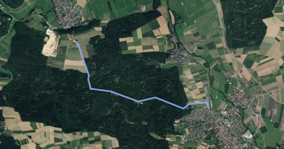Маршрут Sontheim - Burgberg на спутниковом снимке