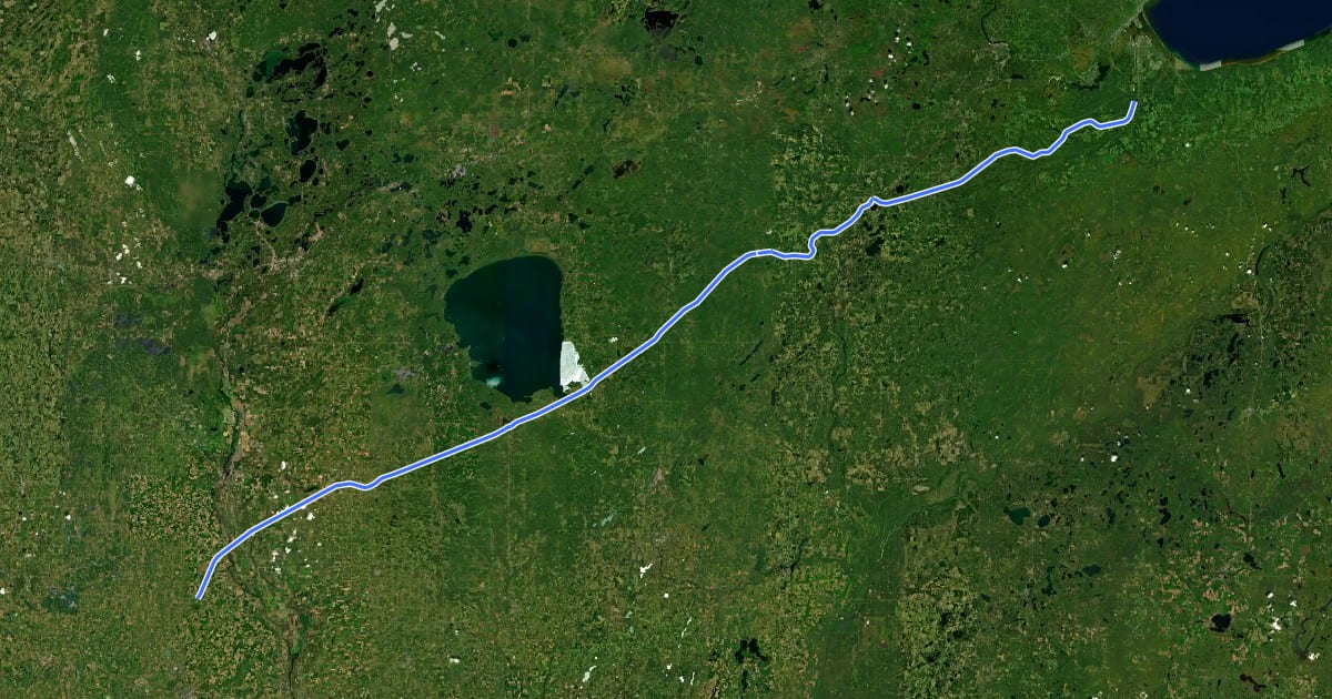 Маршрут Soo Line Trail - Southern Route на спутниковом снимке