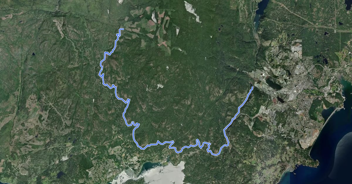 Маршрут Sooke Flowline на спутниковом снимке
