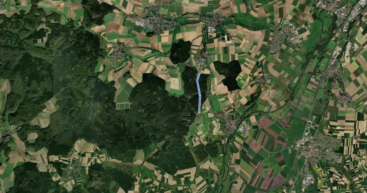 Маршрут Soppenbachtal - Heiligkreuztal на спутниковом снимке