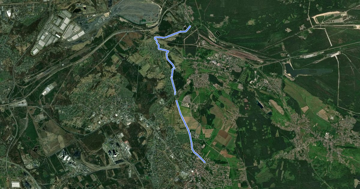 Маршрут Sosnowiec-Maczki - Jaworzno на спутниковом снимке